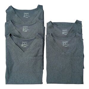 Hanes Comfort Fit Women’s Scrub Top Short Sleeve Plus Size 3XL Gray Uniform Med